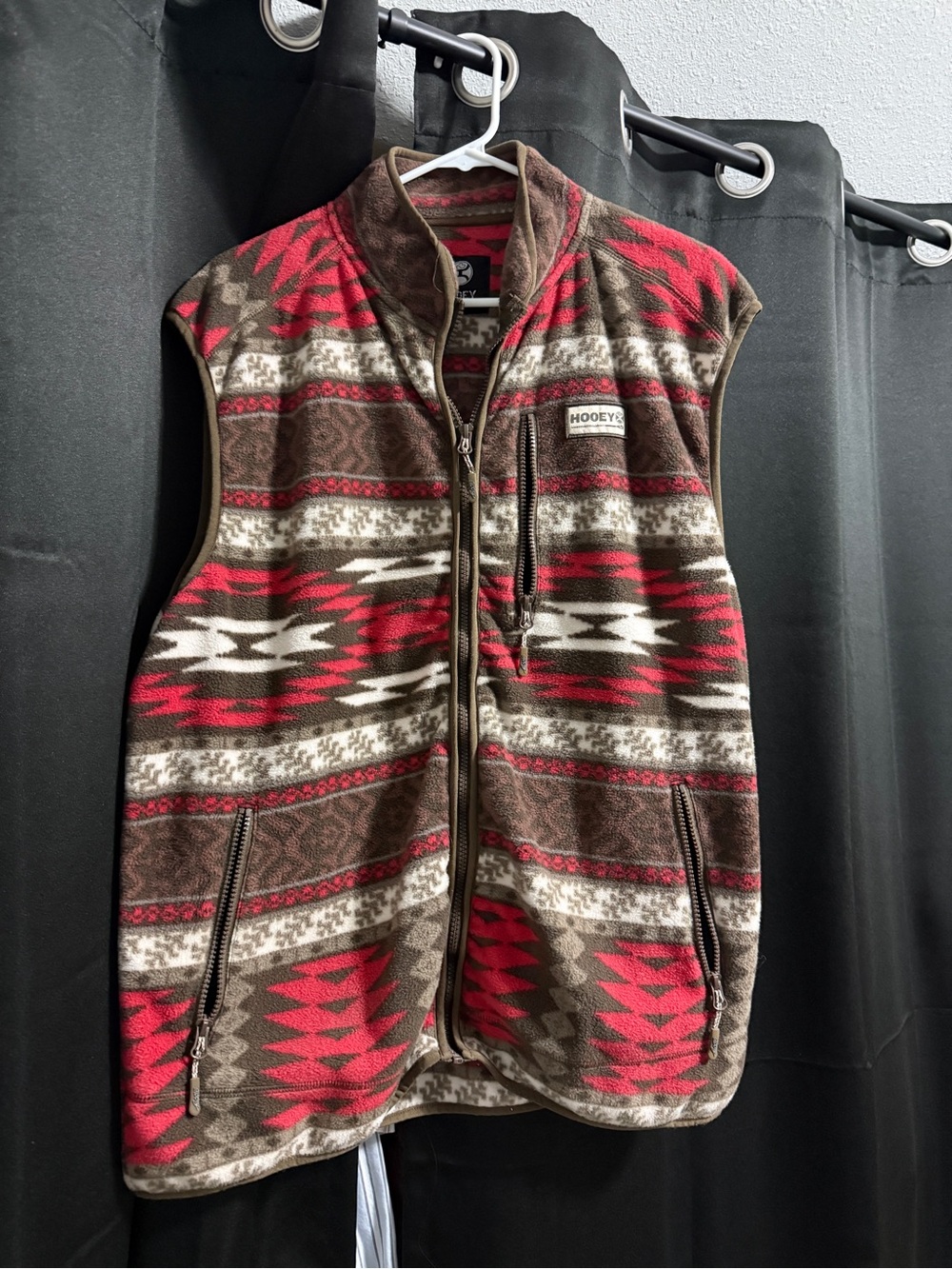 Hooey Red, Brown & Cream Southwestern Fleece Vest